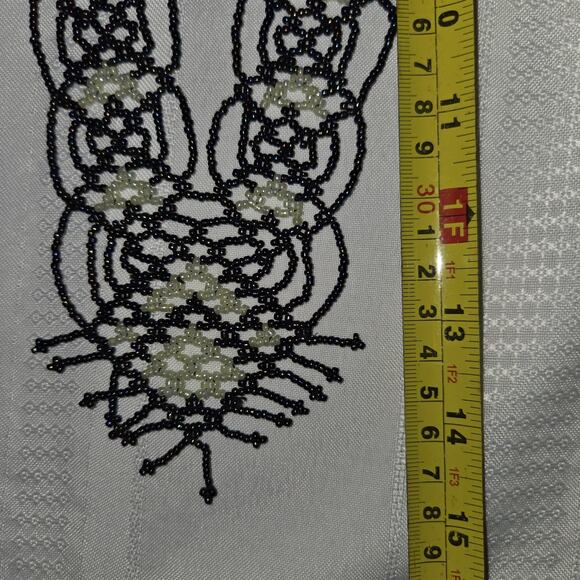 Irridescent Rainbow Seed Bead Lace Bib Necklace Native American Beaded Borealus - Picture 5 of 8